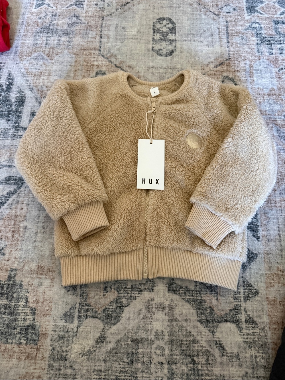Huxbaby Beige Sherpa Zip Jacket